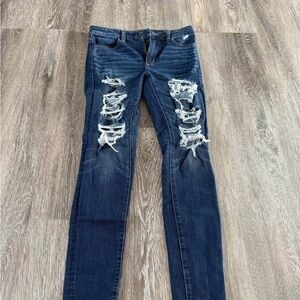 Distressed Blue Jeans
